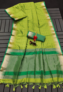 Tussar Silk Saree with Bandini Style Butti Weave