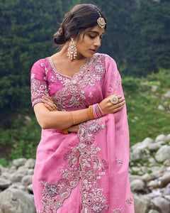Partywear Embroidered Pure Banarasi Silk Saree