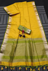 Tussar Silk Saree with Bandini Style Butti Weave