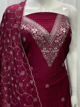 Load image into Gallery viewer, Vichitra Silk Salwar Material with Santoon Bottom
