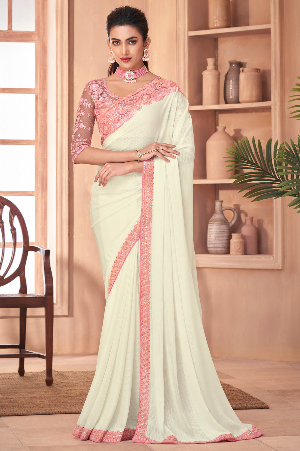 Pink Georgette Fancy Party Wear Saree With Designer Blouse – tapee.in