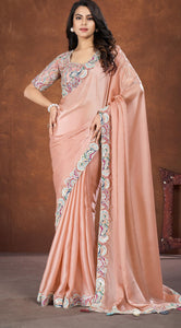 Crepe Satin Silk with our Ready to Wear Saree