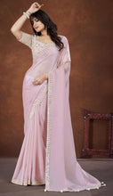 Load image into Gallery viewer, Crepe Satin Silk Ready to Wear Saree
