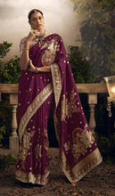 Load image into Gallery viewer, Pure Dola Silk Saree with Embroidery on Border
