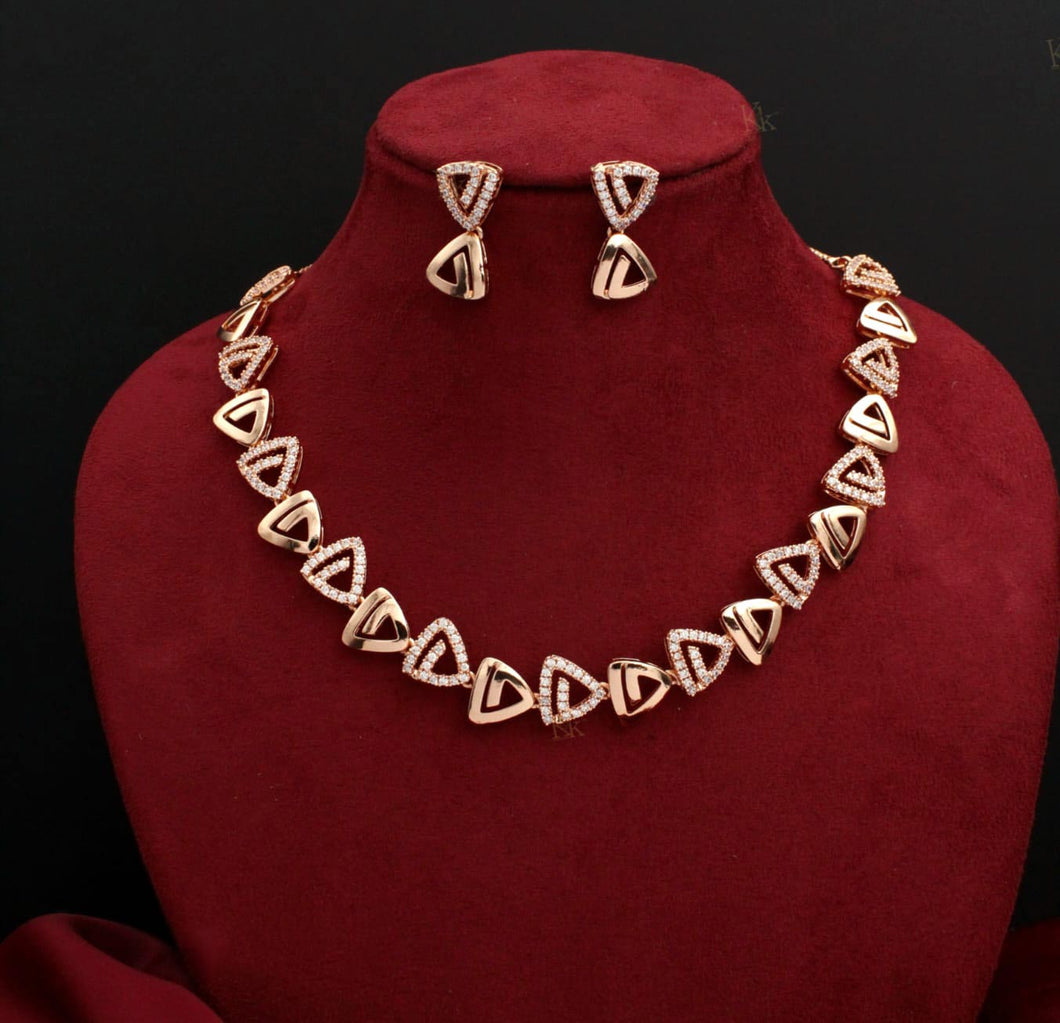 Rose Gold Neckpiece With Earrings