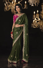 Load image into Gallery viewer, Pure Soft Dola Silk Saree with Heavy Embroidery
