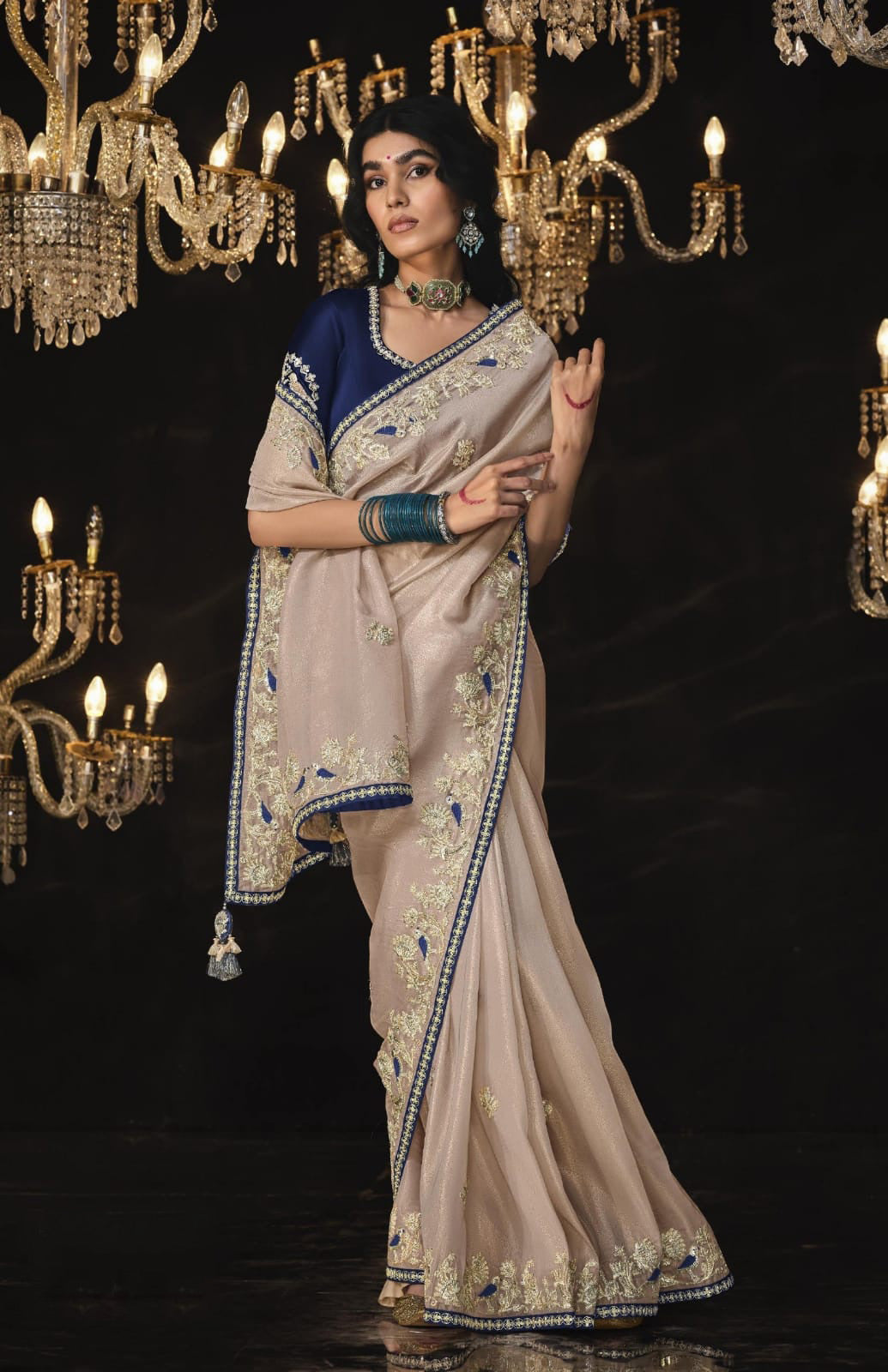 Pure Soft Dola Silk Saree with Contrast Blouse