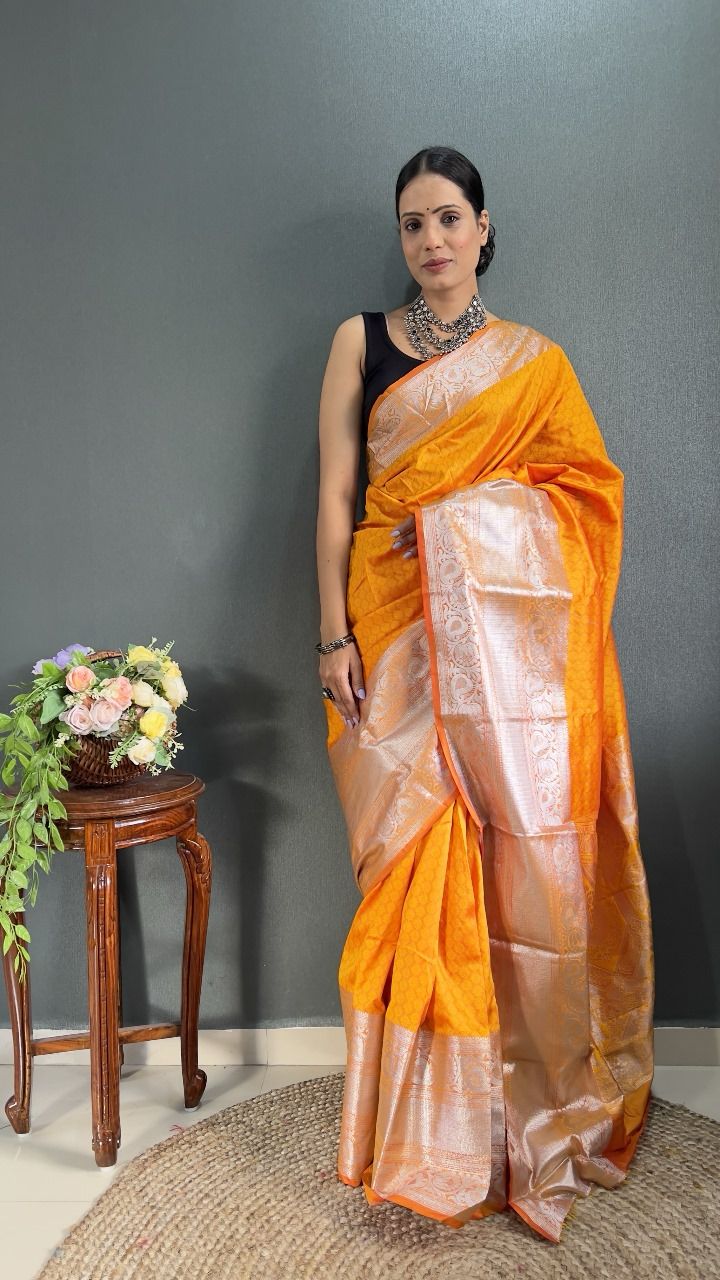 Banarasi Semi Chiffon Plain Saree Antique Zari Meena Weaving Border-Pa –  Banarasikargha