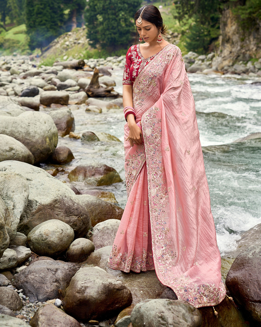 Beautiful Red Pure Banarasi Silk Saree | Koselly