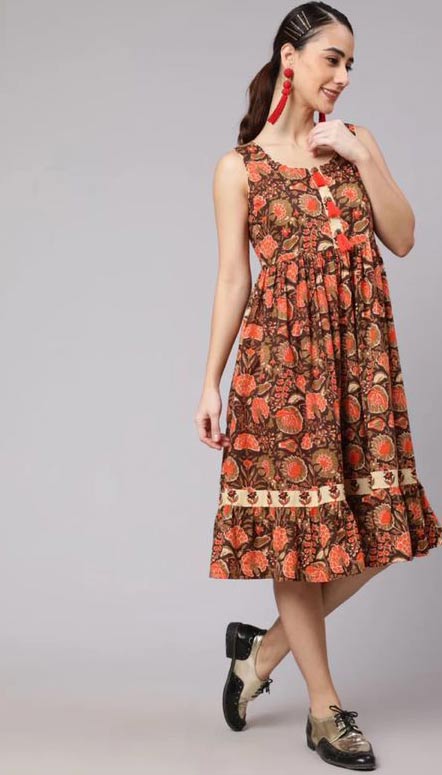 Brown cotton Frock
