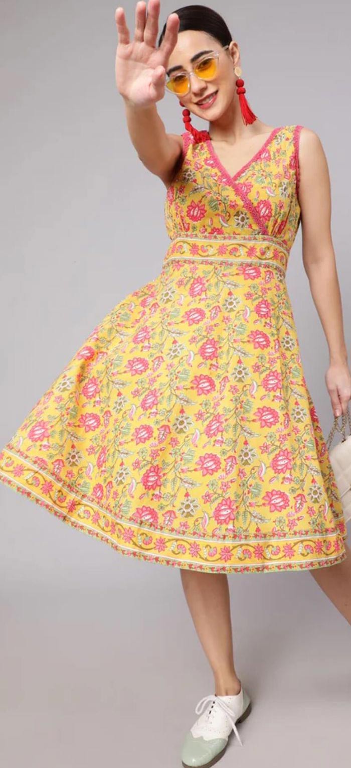 Cotton Floral Printed Dresss