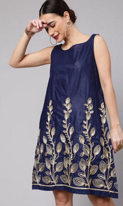 Sleeveless Cotton Embroidered Frock