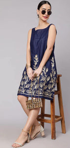 Sleeveless Cotton Embroidered Frock