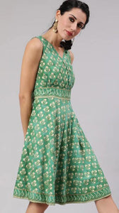 Pastel Green Rayon Flare Dress
