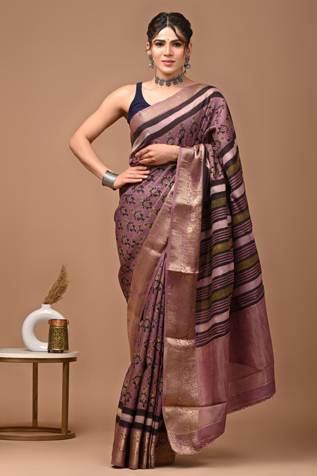 Pure Modal Silk Saree with Matching Blouse.