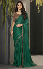 Load image into Gallery viewer, Satin Designer Saree with Contrast Blouse
