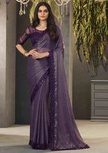 Load image into Gallery viewer, Satin Designer Saree with Contrast Blouse
