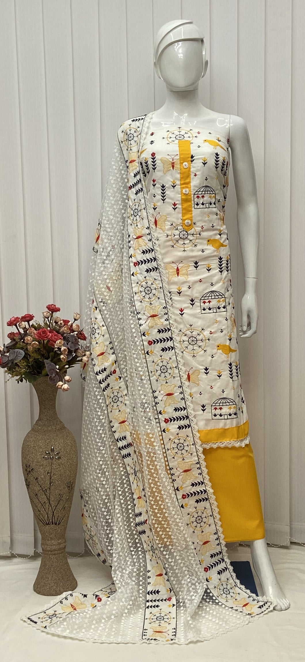 Pure Cotton Salwar Material with Embroidery Work