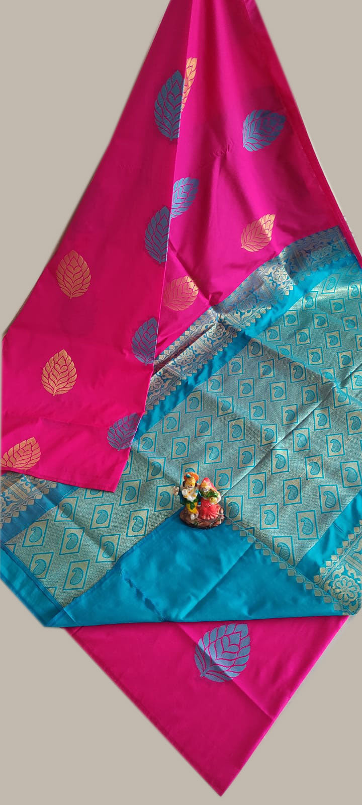 Tvis and Bliss. Purple and Parrot Green Kuppadam Butta Mangalagiri Silk  Saree