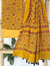 Load image into Gallery viewer, Unstitched Ajrakh Printed Cotton Satin Salwar Material
