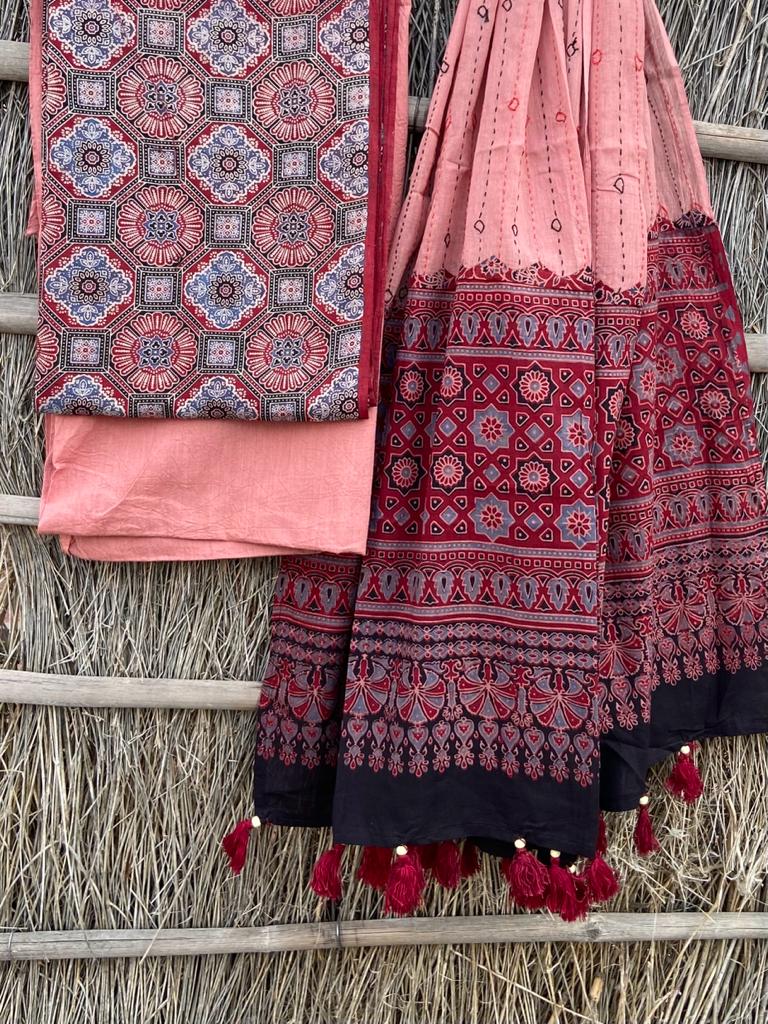 Ajrakh suit | Cotton dress fabric, Dress materials, Fancy sarees party wear