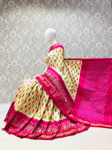 Pure Ikkat Silk Saree with Double Weaving