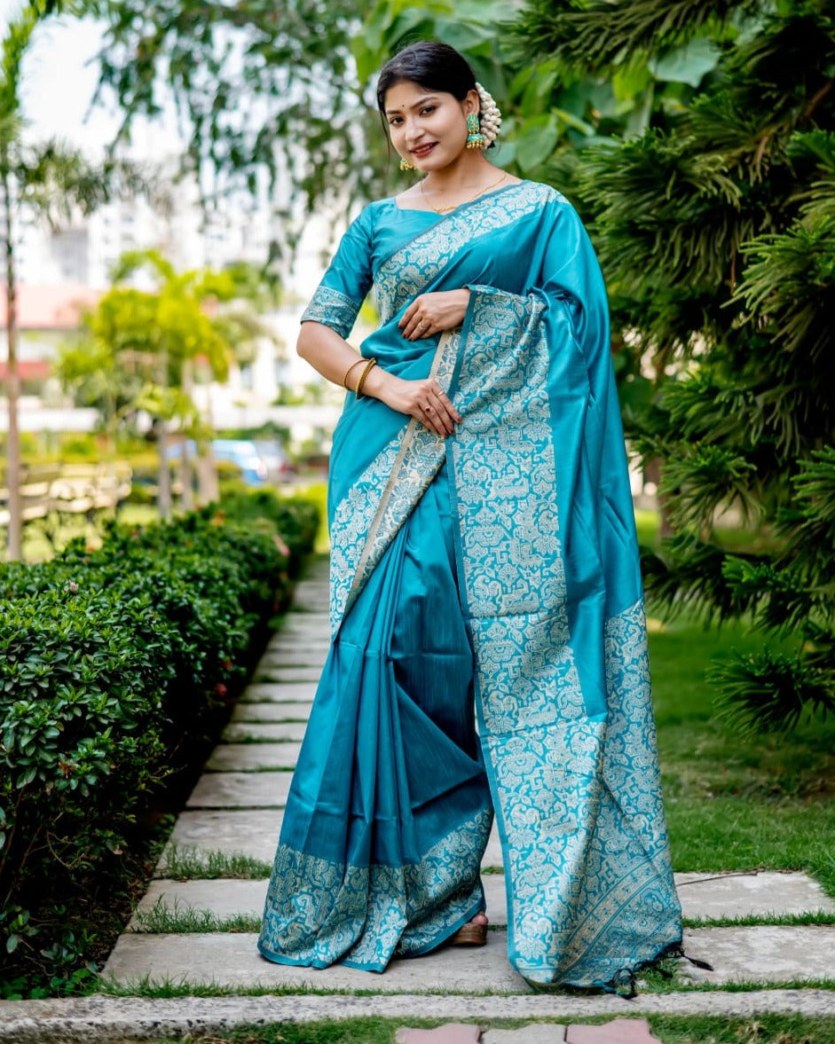 Pure Tussar Batik Silk Saree – Essence of India