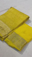 Load and play video in Gallery viewer, Pure Soft Silk Khadi Georgette Saree with matching Blouse
