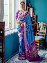 Load image into Gallery viewer, Banarasi Soft Silk Saree with Contrast Brocade Blouse

