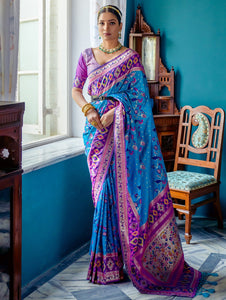 Banarasi Soft Silk Saree with Contrast Brocade Blouse