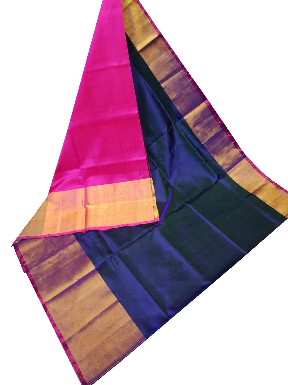 Tvis and Bliss. Pink and Parrot Green Uppada Silk Saree