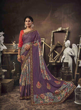 Load image into Gallery viewer, Printed Jute Silk Saree with Patch Work
