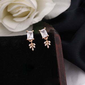 Whitestone Studded Earring With Gold Drop