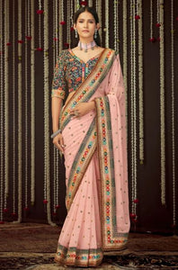 Baby Pink Georgette Saree with Art Silk Blouse
