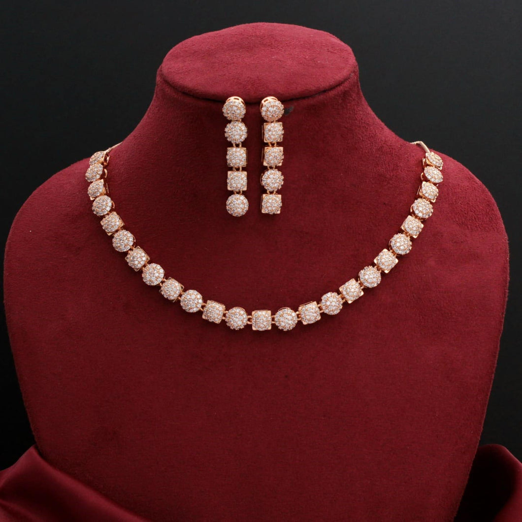 White Stone  Neckpiece with Hanging Earrings