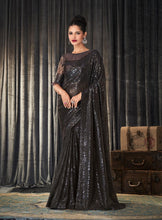 Load image into Gallery viewer, Dark Grey Designer Partywear Saree
