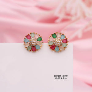 Flower Design Multicolour Stone Studded  Earring