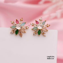 Load image into Gallery viewer, Flower Design Multicolour Stone Studded  Earring

