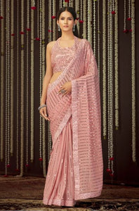Pink Georgette Saee with Art Silk Blouse