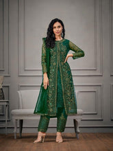 Load image into Gallery viewer, Bottle Green Net Salwar Material

