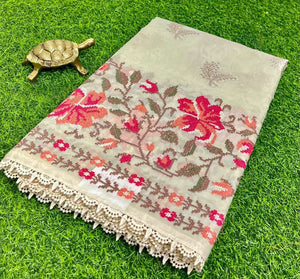 Chiniya Tussar Silk Saree with Embroidery