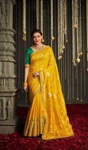 Load image into Gallery viewer, Stunning Yelllow Saree With Contrast Blouse

