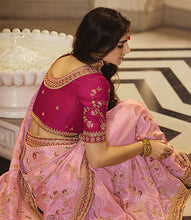 Load image into Gallery viewer, Baby Pink Heavy Embroidered Georgette Saree
