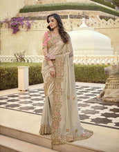 Load image into Gallery viewer, Beige Heavy Embroidery Bridal Wear Saree
