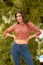 Load image into Gallery viewer, Dabu And Hand Block Printed Crop Top
