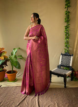 Load image into Gallery viewer, Copper Zari Weaving Silk Saree With Grand Pallu

