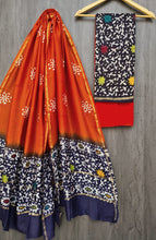 Load image into Gallery viewer, Unstitched Chanderi Top and  Dupatta With Cotton Bottom
