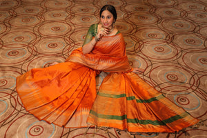 Raw Silk Saree With Khadi Weaving
