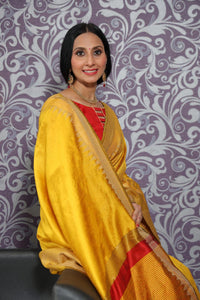 Raw Silk Saree With Khadi Weaving