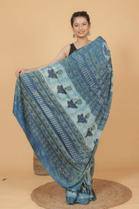 Modal Satin Ajrakh Printed Saree